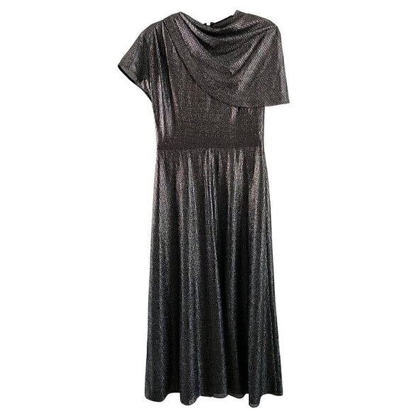 Lela Rose Shimmer Asymmetric Drape Detail Tulle Dress Size 6 Black formal gala - Picture 1 of 13